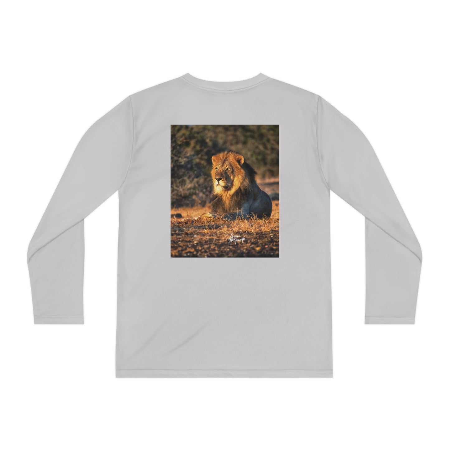 Youth Competitor Long Sleeve Tee with Lion King of the Jungle by Enjoy Nature