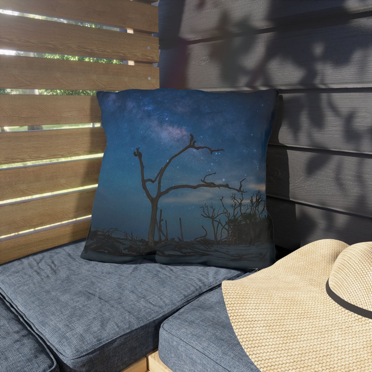 Enjoy Nature Outdoor Pillow with Milky Way Midnight – Artistic, Comfy, and Durable Decorative Accent