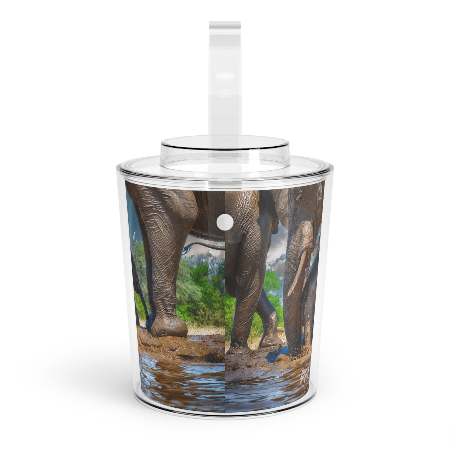 Enjoy Nature Elephant Baby Under Mom's Watchful Protection Insulated Ice Bucket