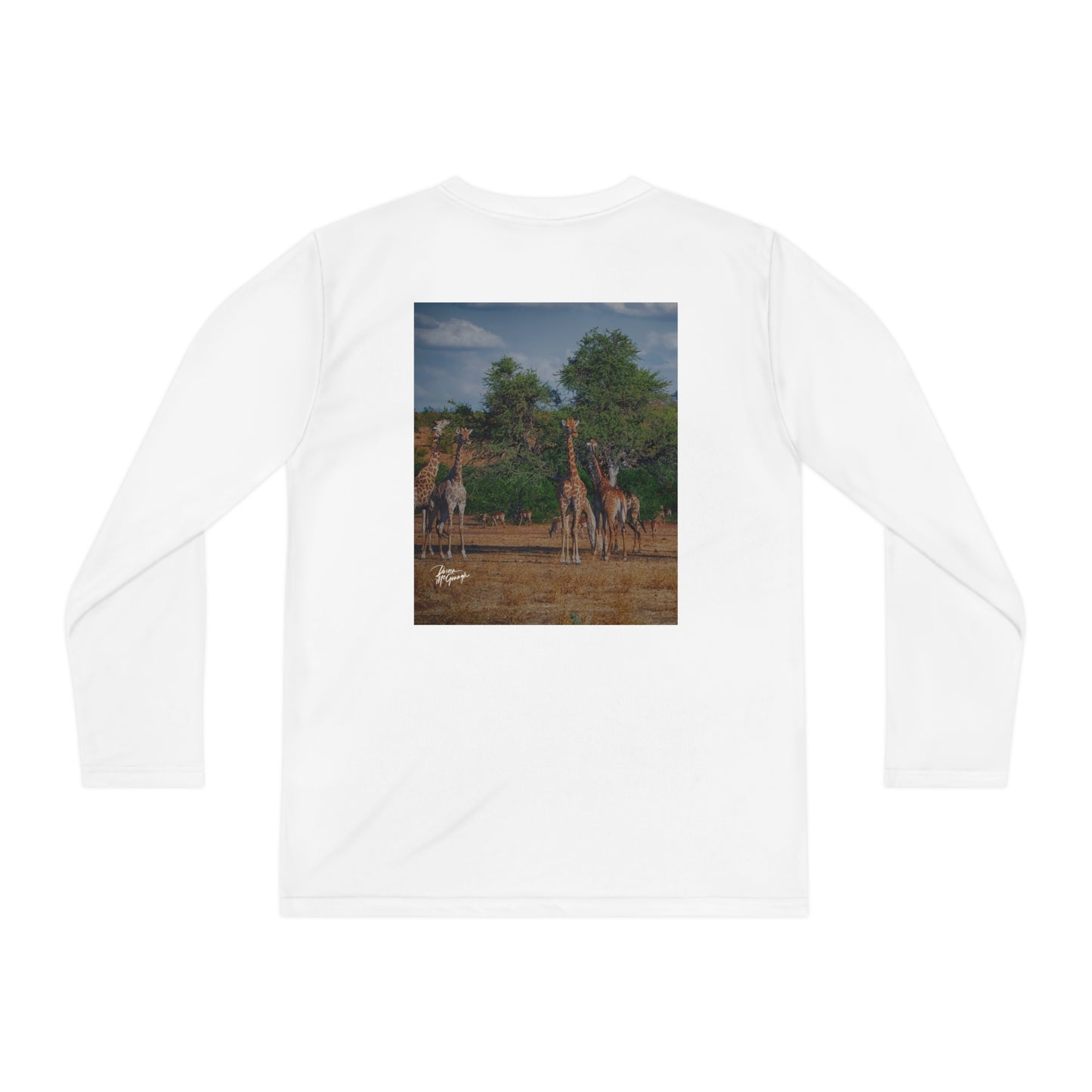 Youth Competitor Long Sleeve Tee with Forest Giraffe Family by Enjoy Nature