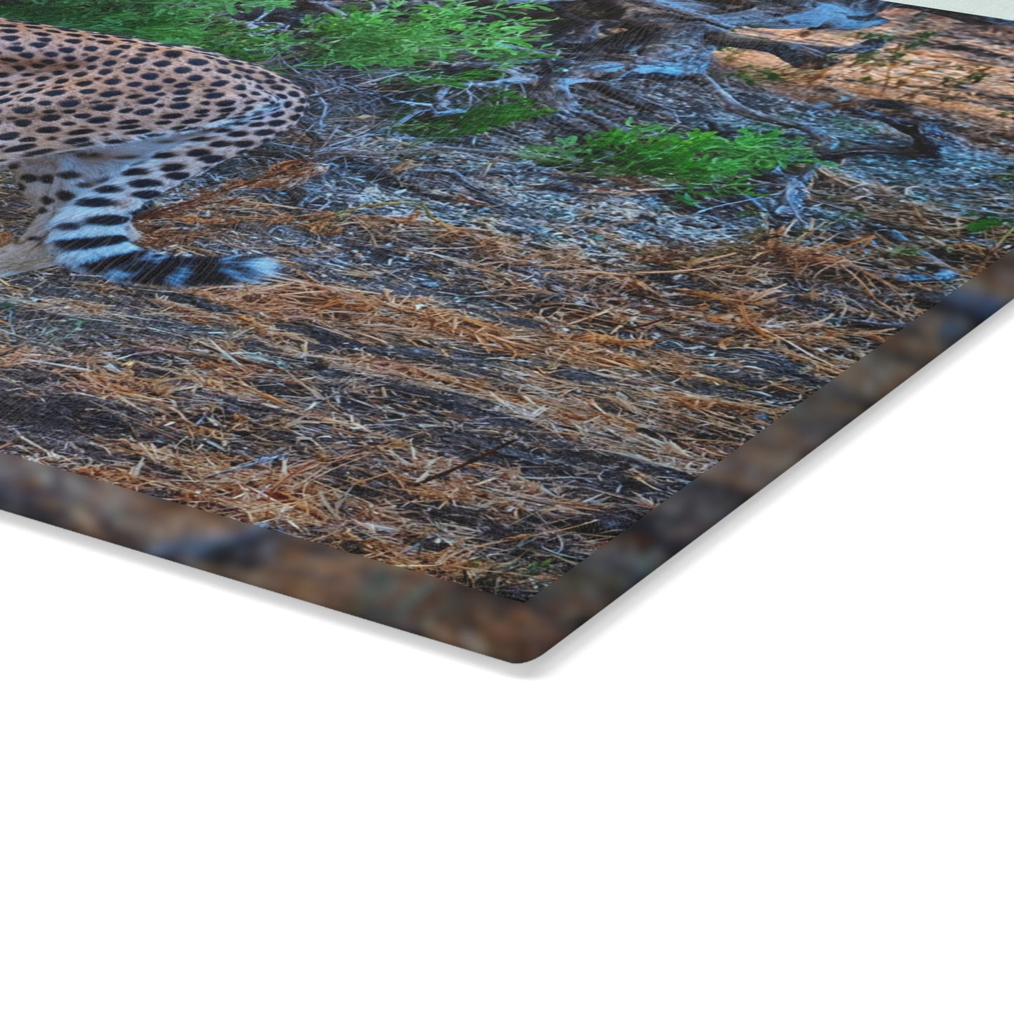 Enjoy Nature Glass Charcuterie Cutting Board with Cheetah Stand Design