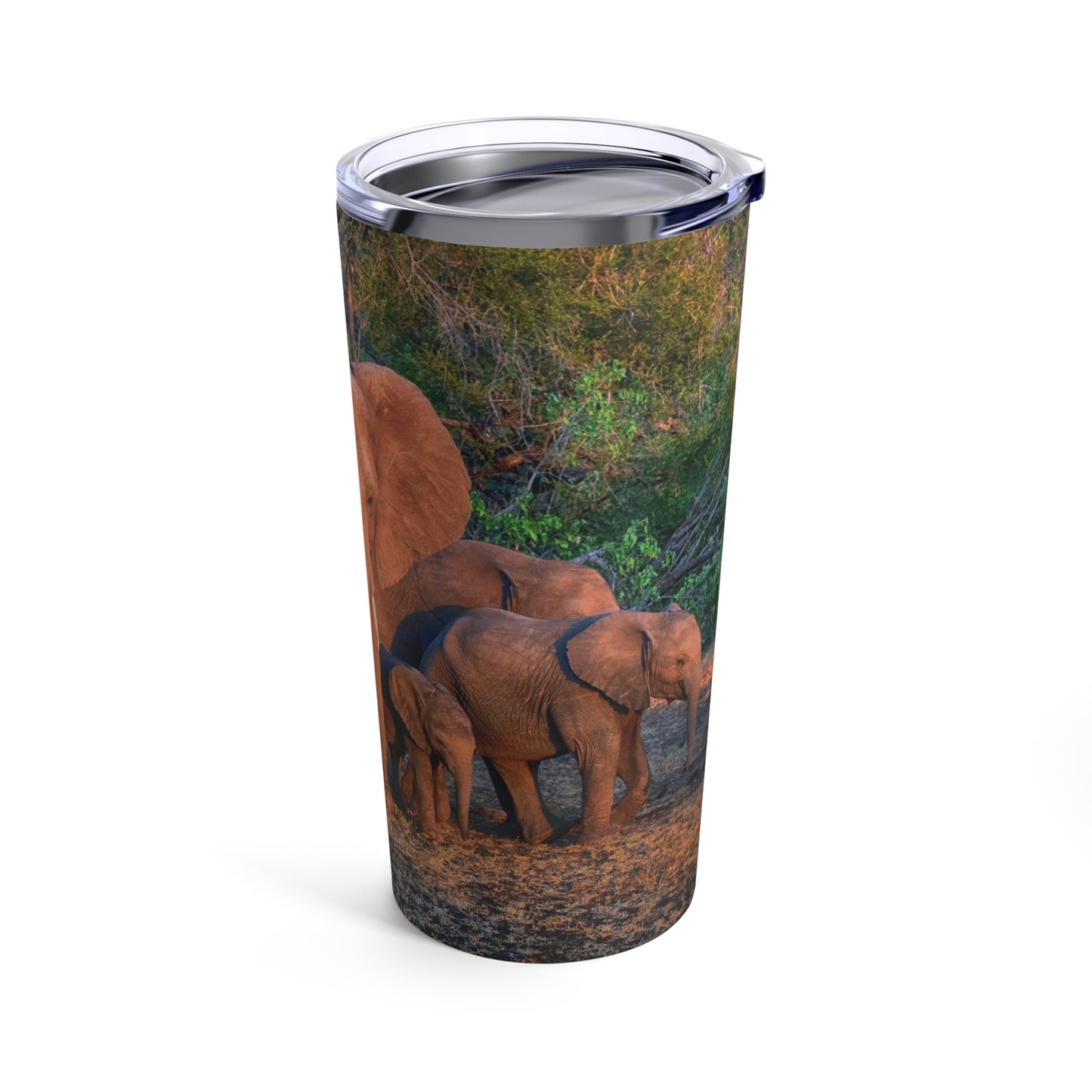 Enjoy Nature Elephant Family in Forest 20 oz Travel Tumbler