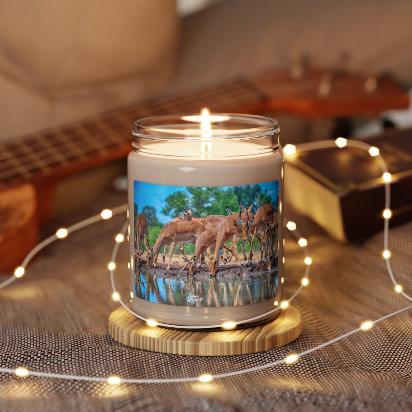 Experience the Pure Essence of Nature with the African Antelope at Watering Hole Scented Soy Candle by Enjoy Nature