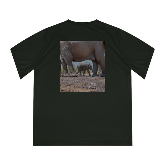 Women's Performance V-Neck T-Shirt - Elephant Baby Under Watchful Eye of Mom by Enjoy Nature