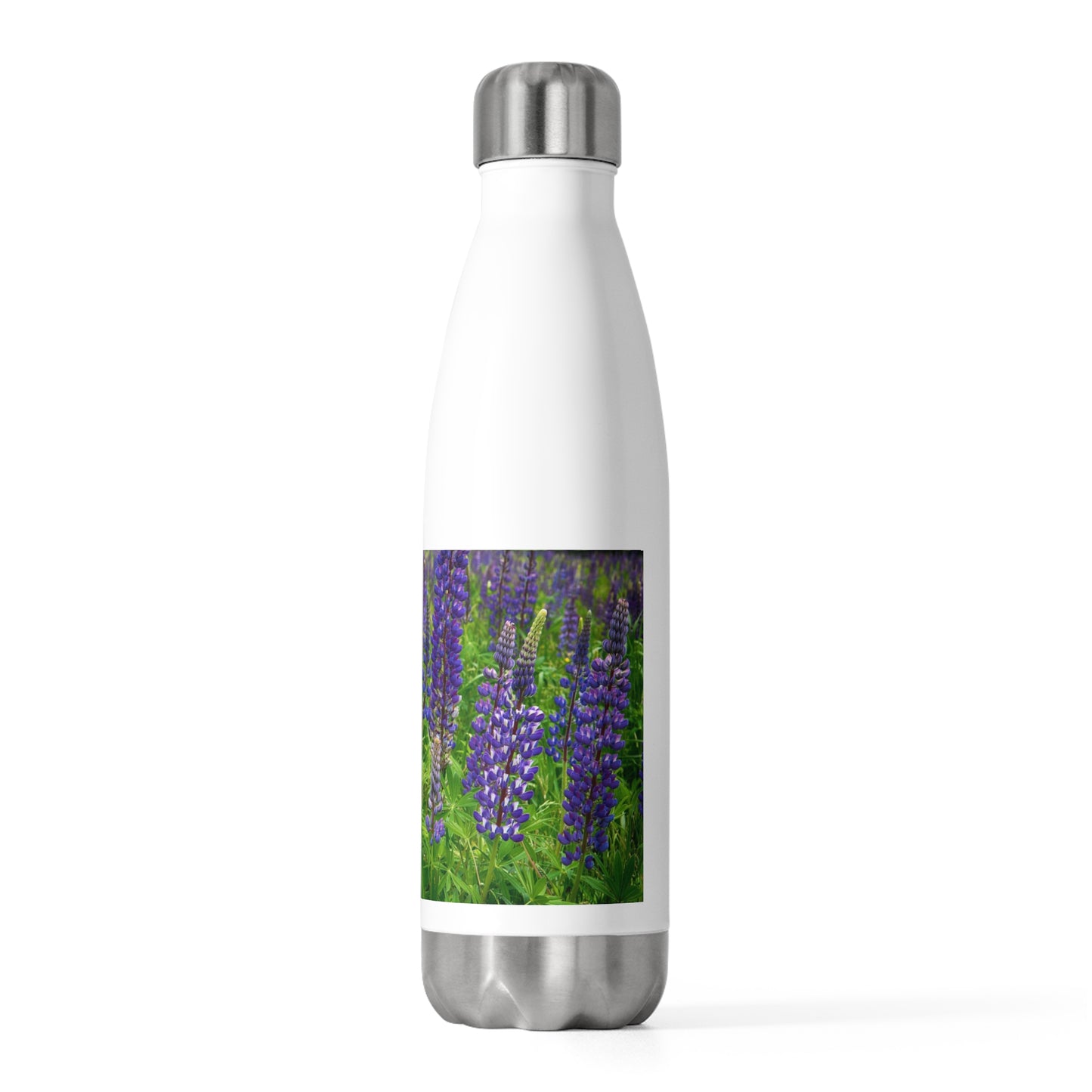 Eco friendly Water Bottle, Field of Wild Lupines, 20oz Insulated Bottle