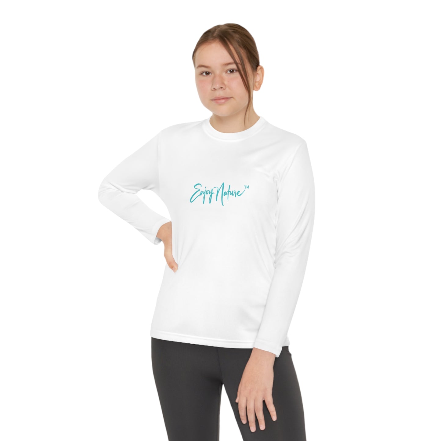 Youth Competitor Long Sleeve Tee with Elephant Baby with Mom at Watering Hole by Enjoy Nature