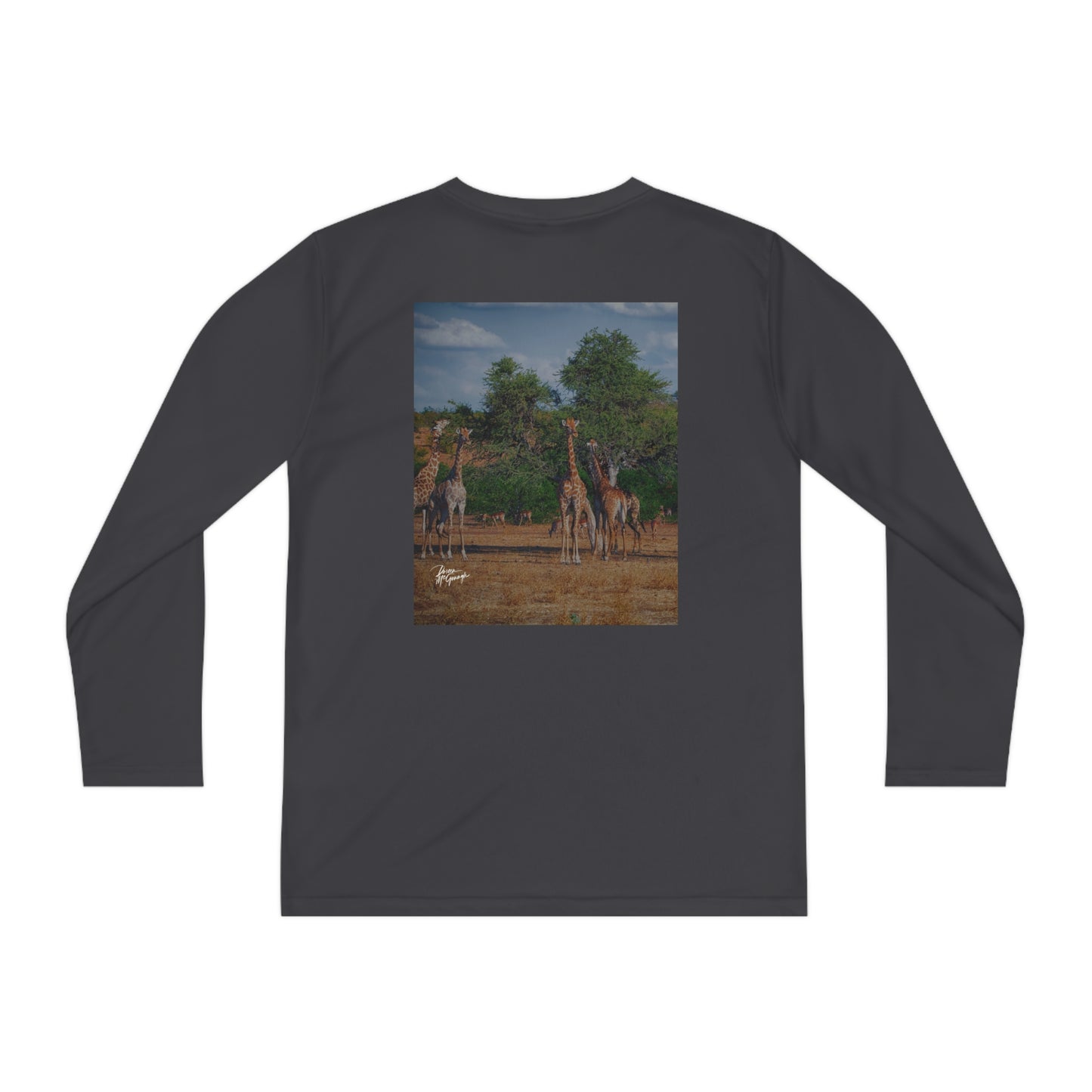 Youth Competitor Long Sleeve Tee with Forest Giraffe Family by Enjoy Nature