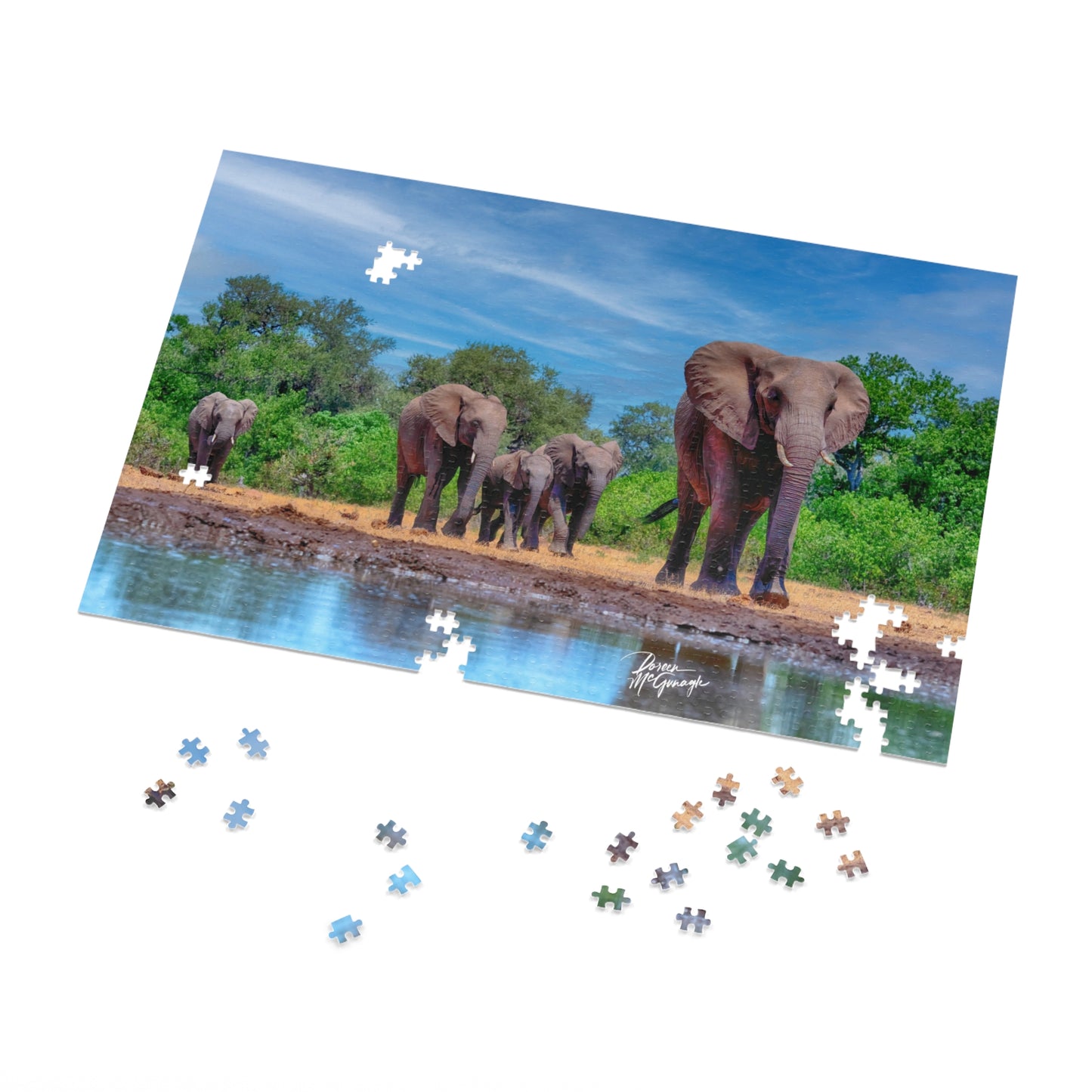 Spirited Elephant Herd Jigsaw Puzzle by Enjoy Nature