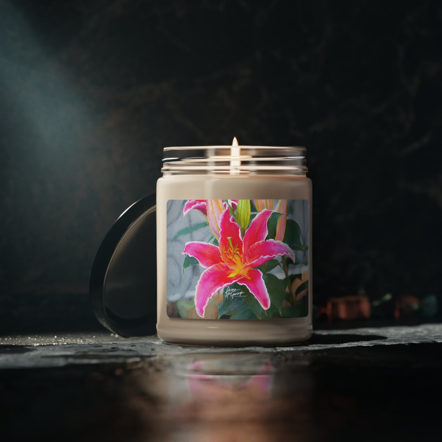 Experience the Pure Essence of Nature with the Pink Lily Scented Soy Candle by Enjoy Nature