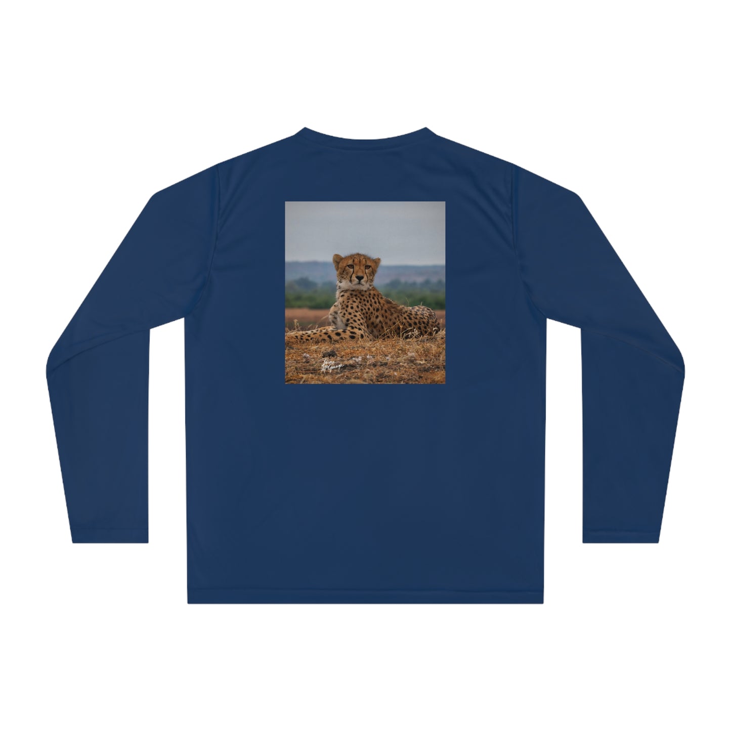 Unisex Long Sleeve Performance Tee - "Cheetah Portrait" by Enjoy Nature