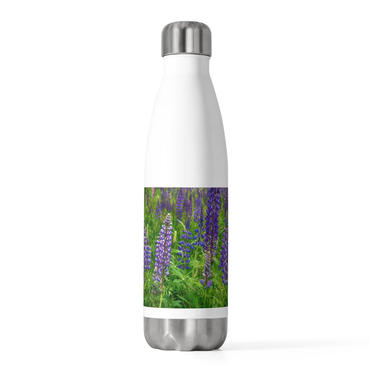 Eco friendly Water Bottle, Field of Wild Lupines, 20oz Insulated Bottle