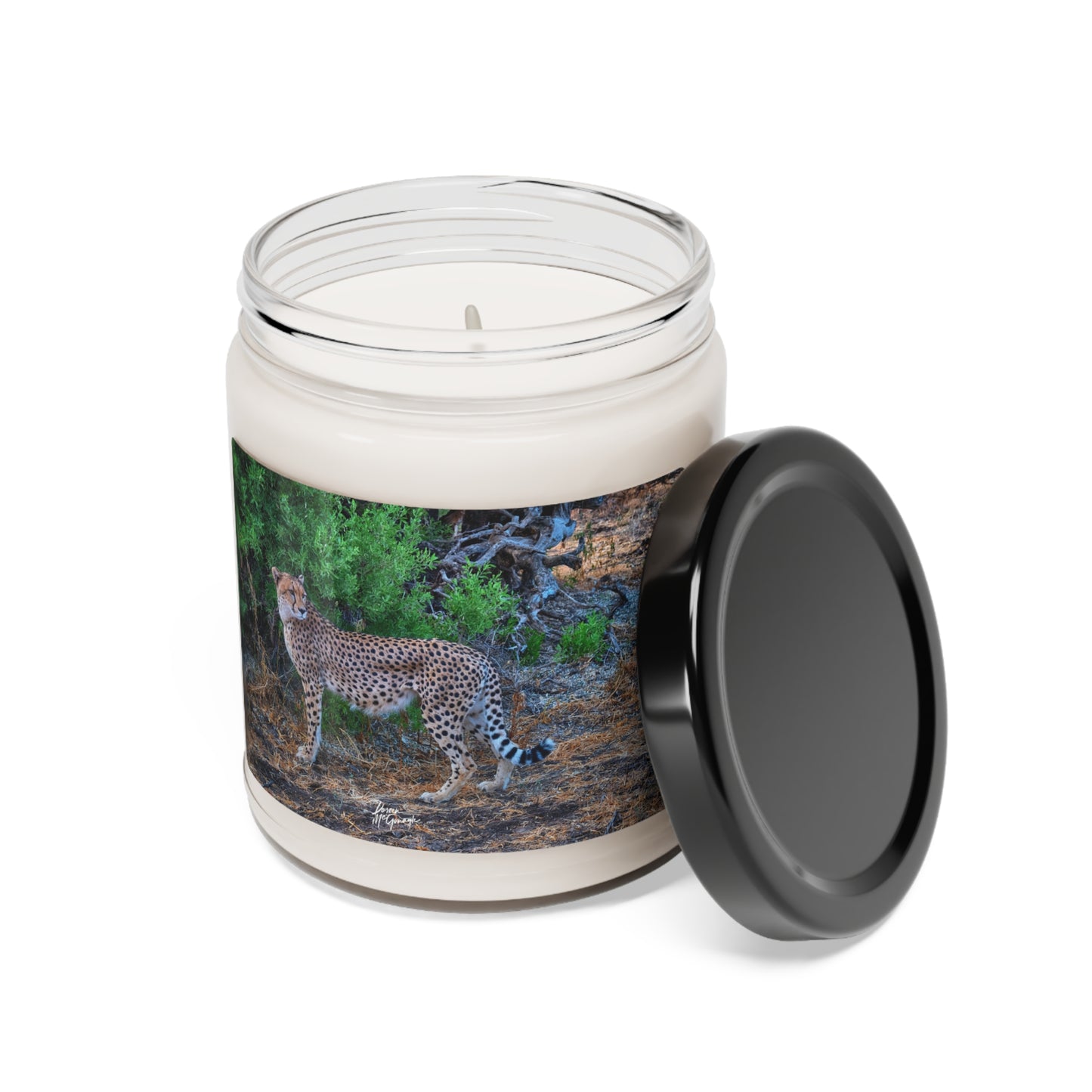 Experience the Pure Essence of Nature with the Cheetah Stand Scented Soy Candle by Enjoy Nature