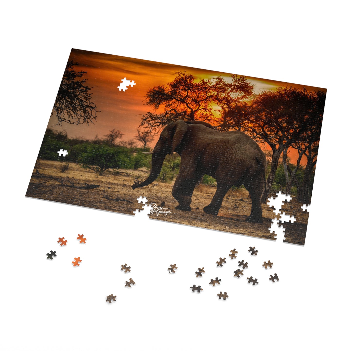 Spirited Elephant at Sunset in Africa Jigsaw Puzzle by Enjoy Nature