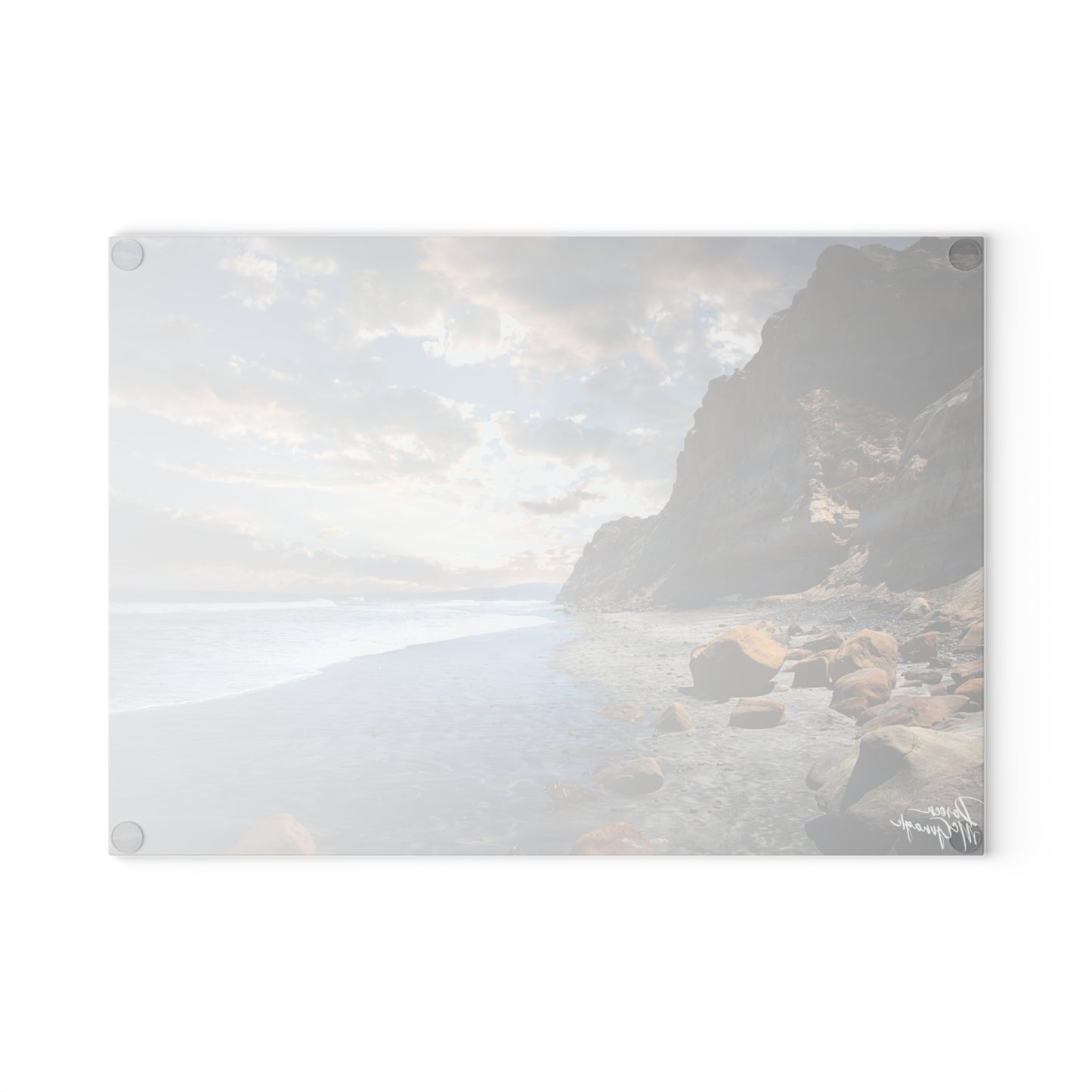 Artistic Lagoon Serenity Glass Cutting Board with Nature-Inspired Design