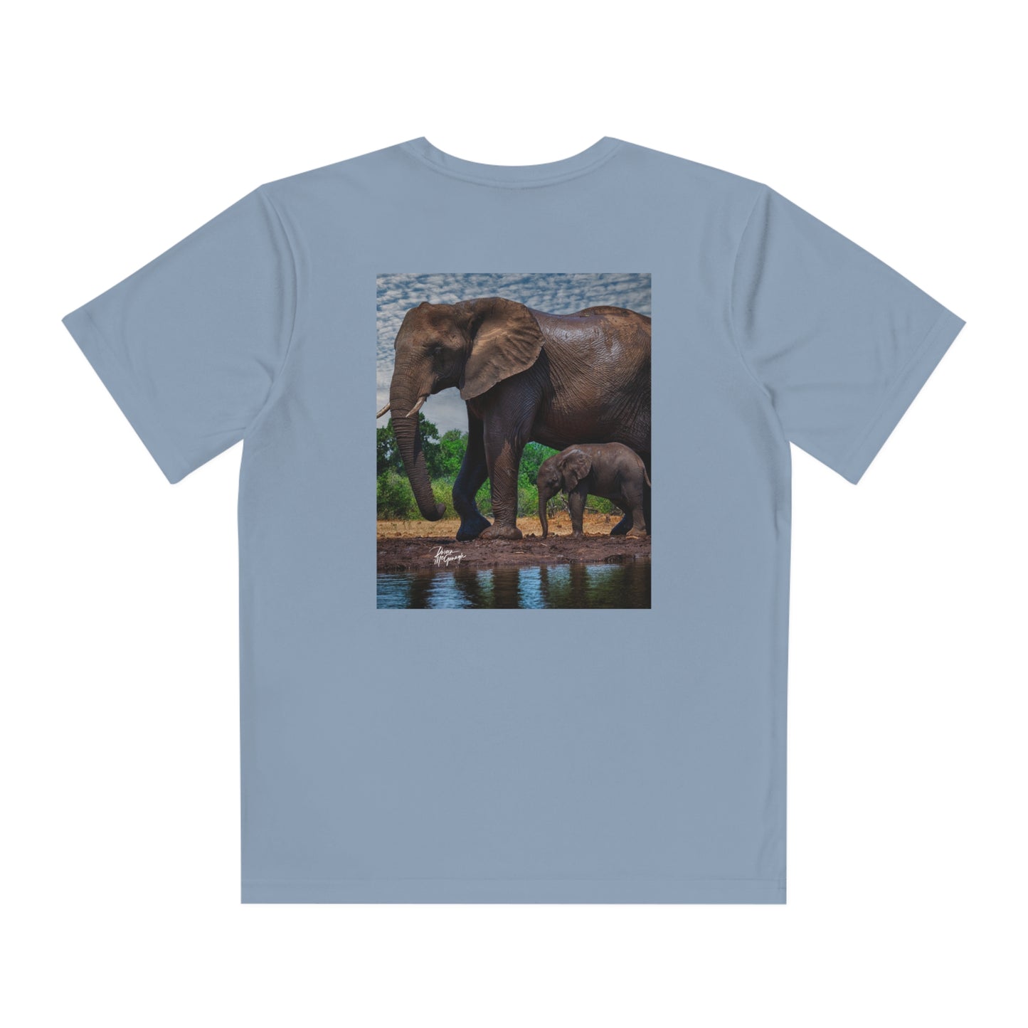 Youth Competitor Tee with Fine Art Image Elephant Baby Walking with Mom by Enjoy Nature