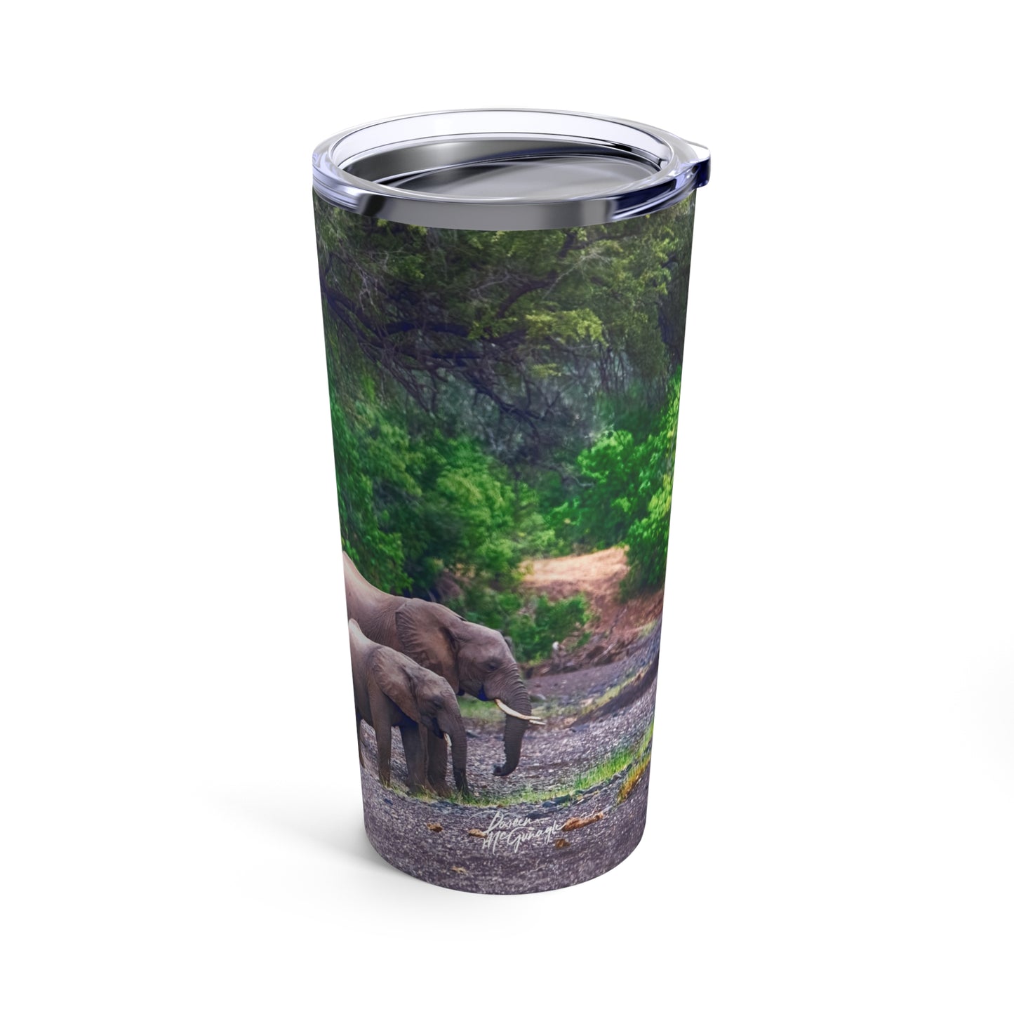 Enjoy Nature Elephant Family at River Bed 20 oz Travel Tumbler