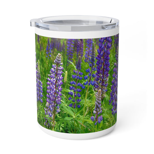 Eco friendly, Maine Wild Lupine, 10 oz  Insulated Travel Mug, 10oz