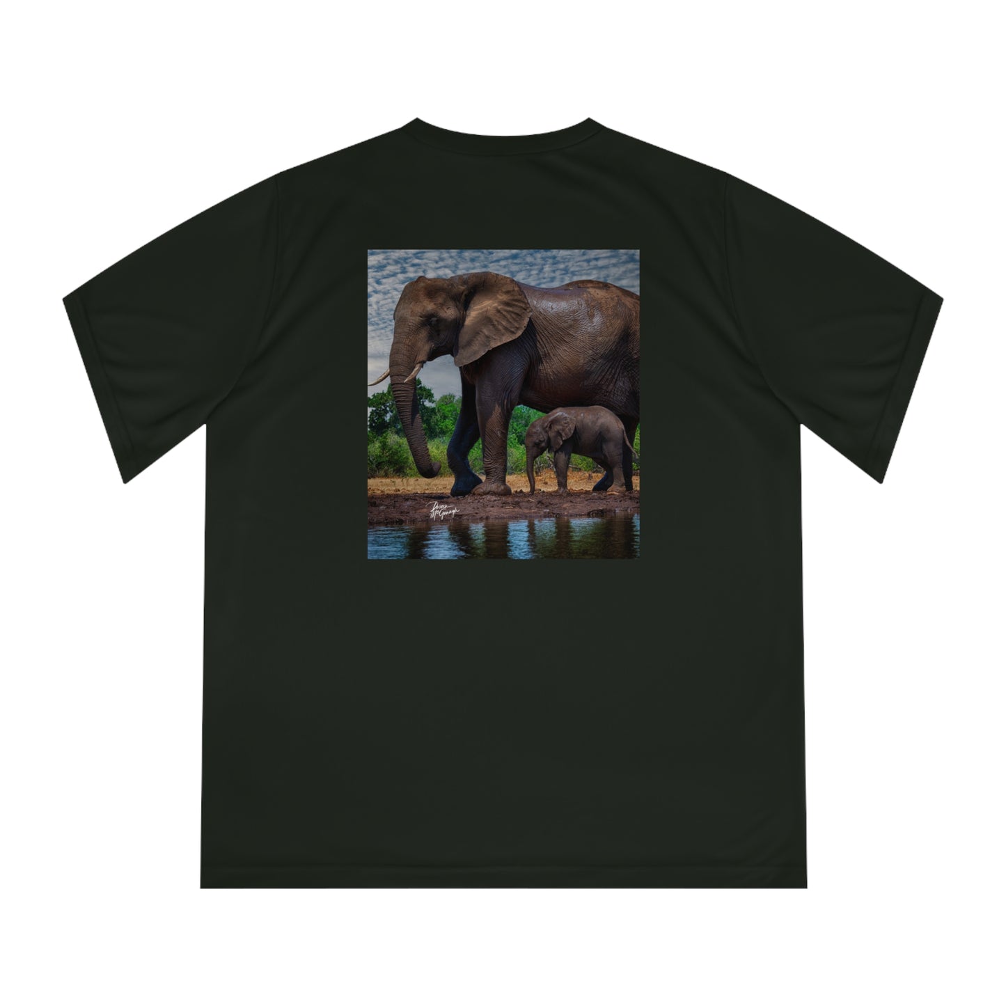 Women's Performance V-Neck T-Shirt - Elephant Baby Under Mom's Watchful Eye by Enjoy Nature