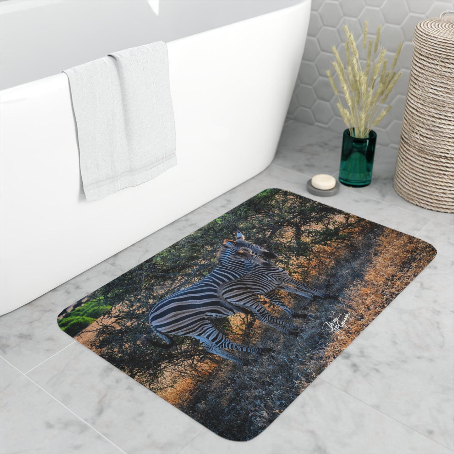 Zebra Stripes Memory Foam Bath Mat from Enjoy Nature