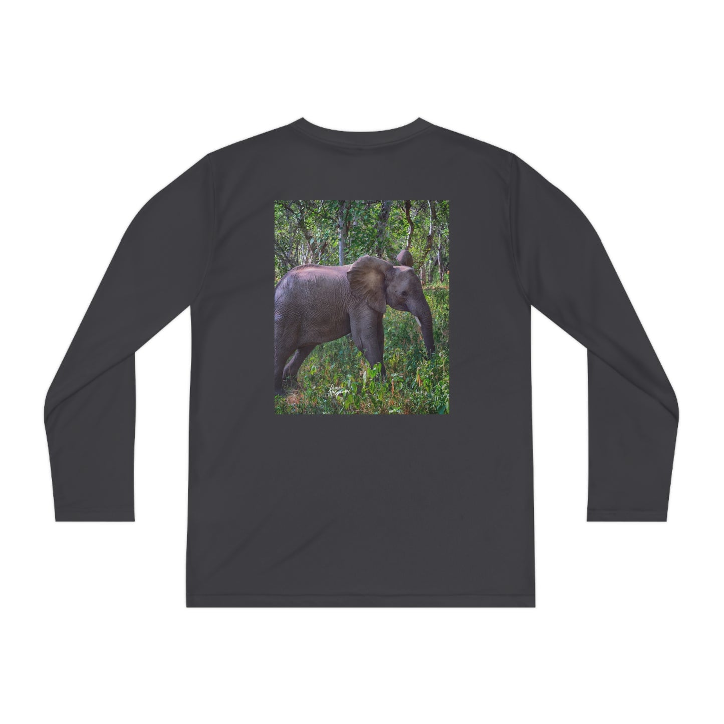 Youth Competitor Long Sleeve Tee with Elephant Baby in Forest by Enjoy Nature