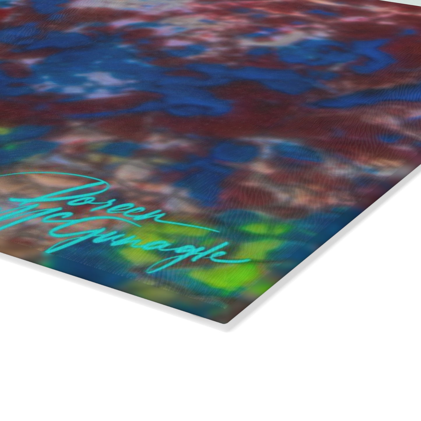 Artistic Resilience Abstract Glass Cutting Board with Nature-Inspired Design