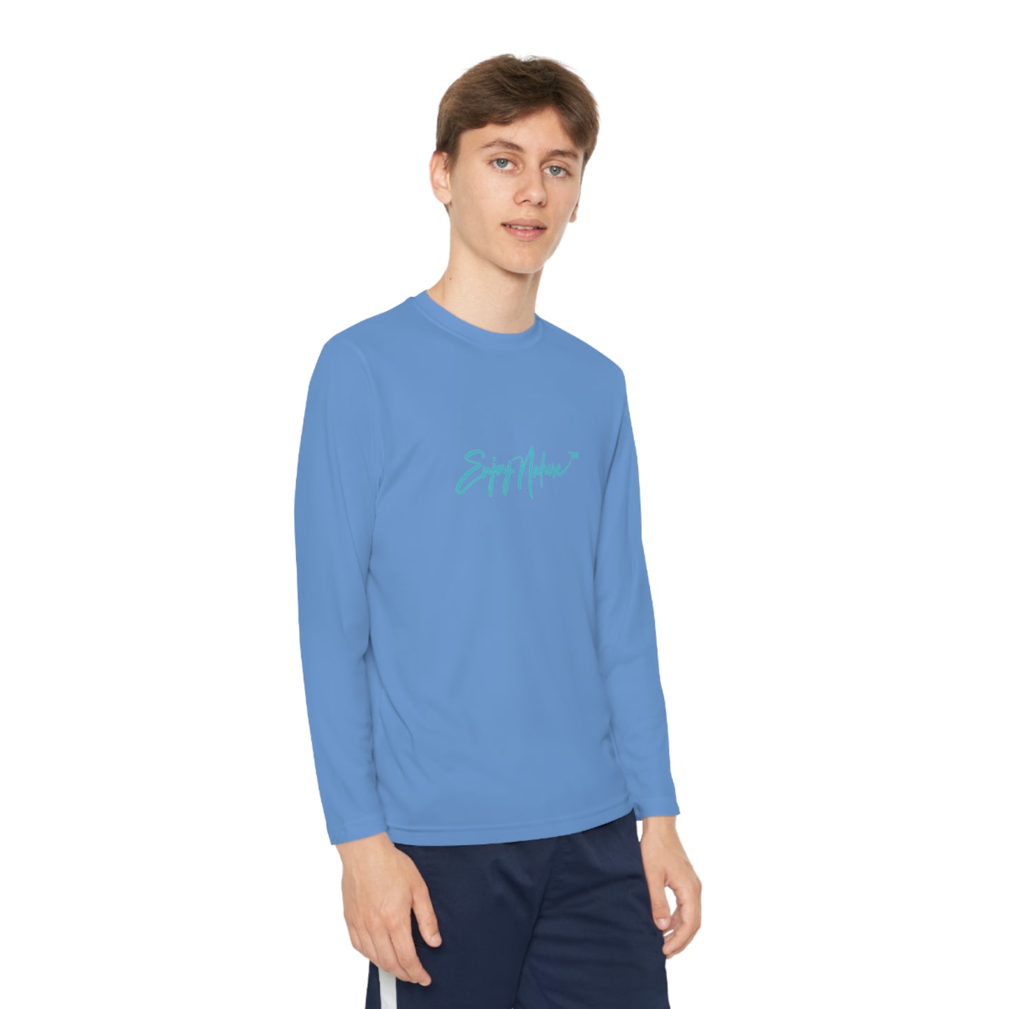 Youth Competitor Long Sleeve Tee with Elephant Baby Under Mom’s Watchful Eye by Enjoy Nature