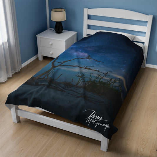 Velveteen Plush Blanket with Milky Way Midnight by Enjoy Nature