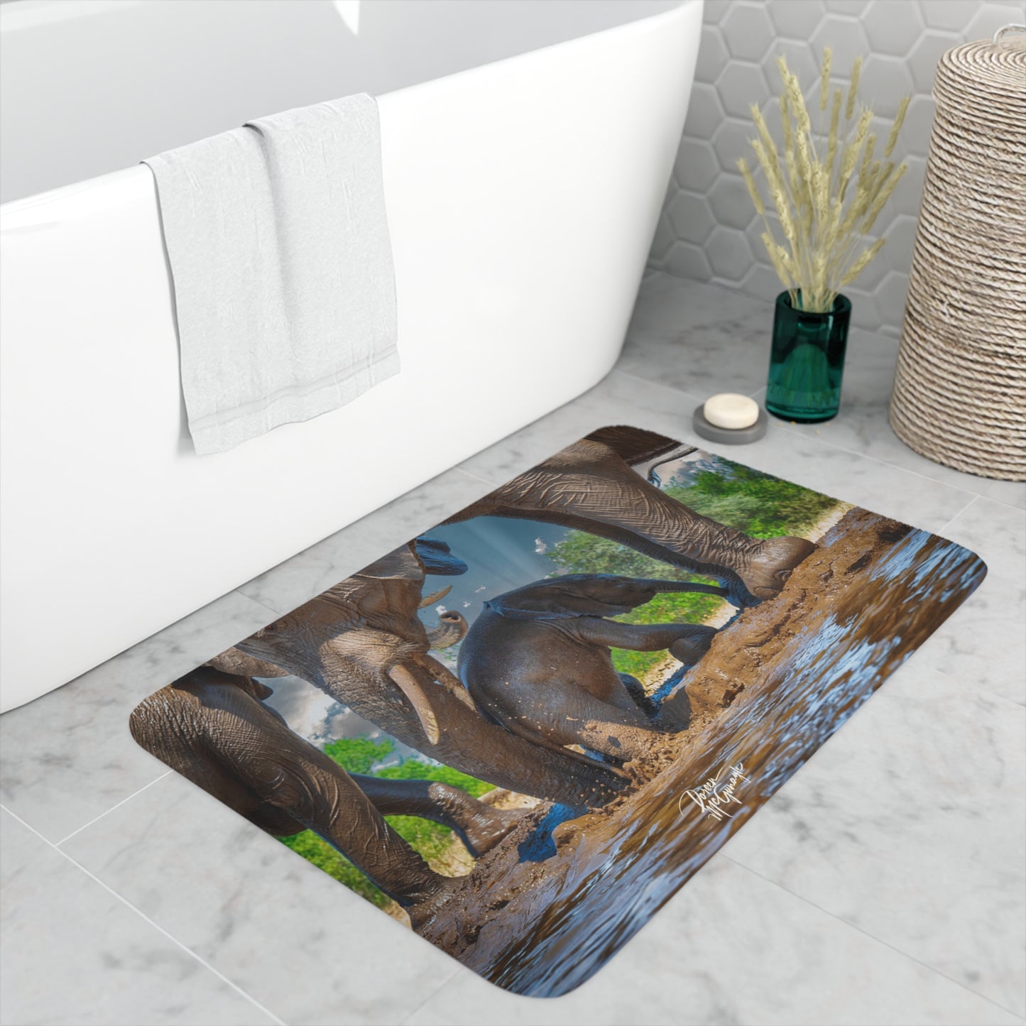 Baby Elephant Walk Memory Foam Bath Mat from Enjoy Nature