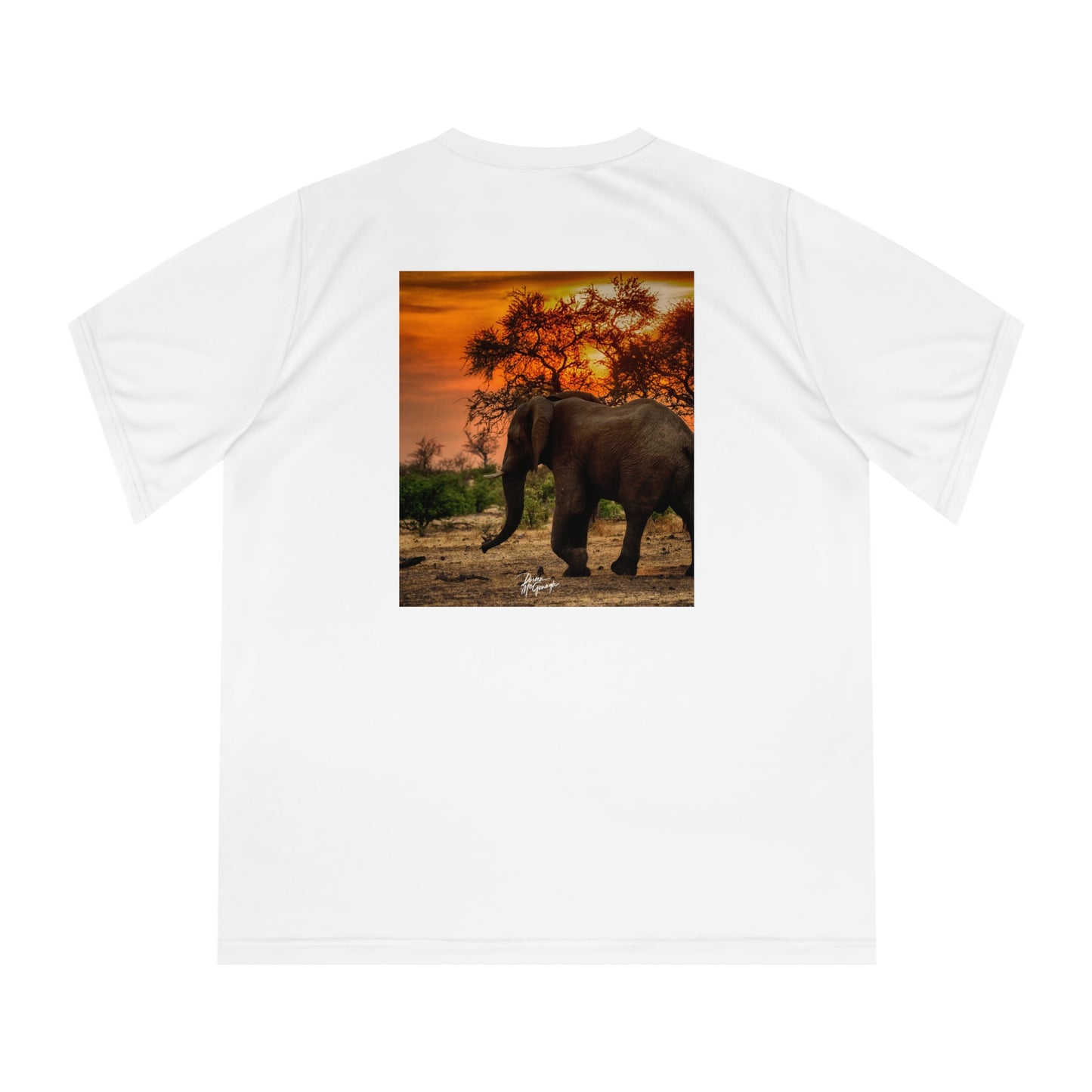 Women's Performance V-Neck T-Shirt - Spirited Elephant at Sunset by Enjoy Nature