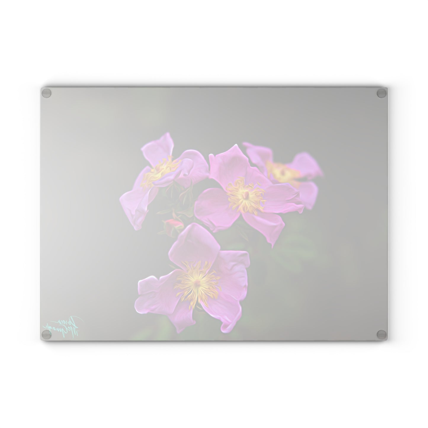 Artistic Enchanted Elegance Wild Flowers Glass Cutting Board with Nature-Inspired Design