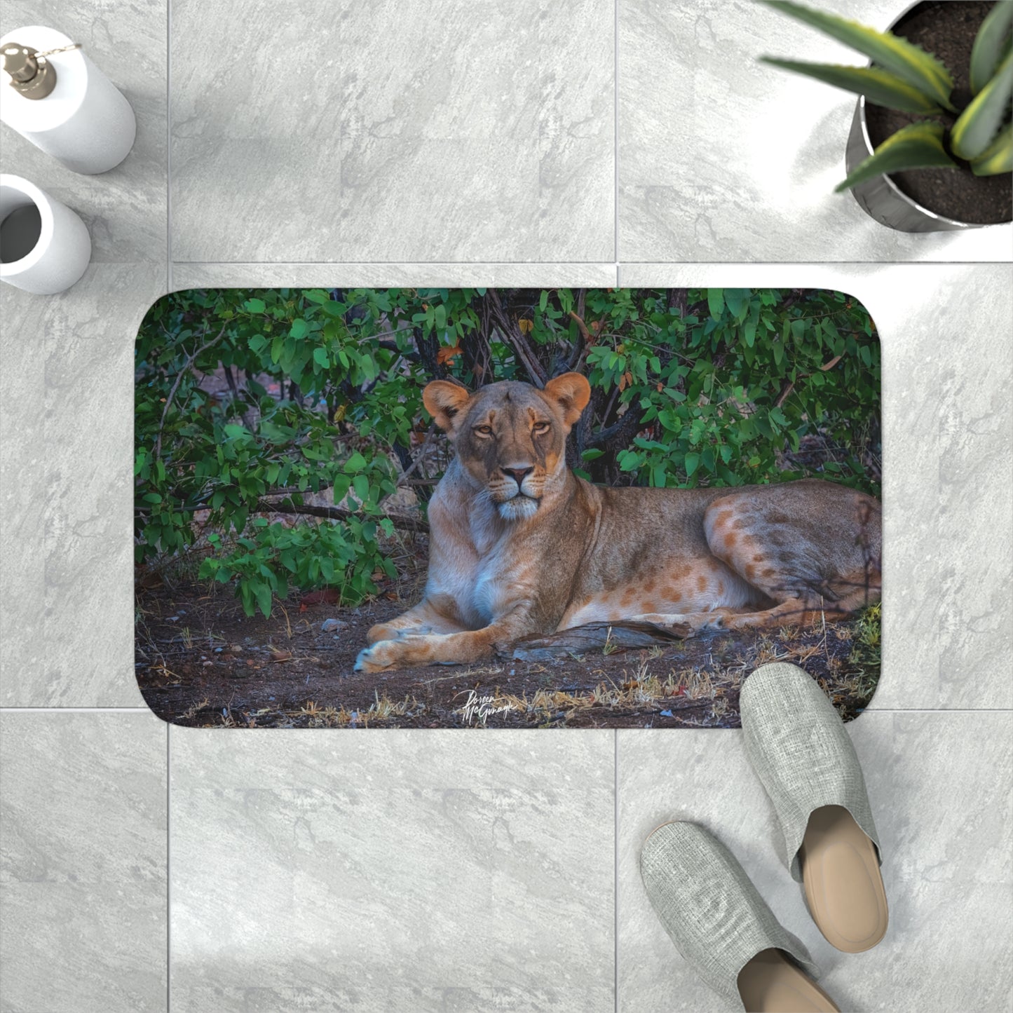 Dreaming About a Lioness Memory Foam Bath Mat from Enjoy Nature