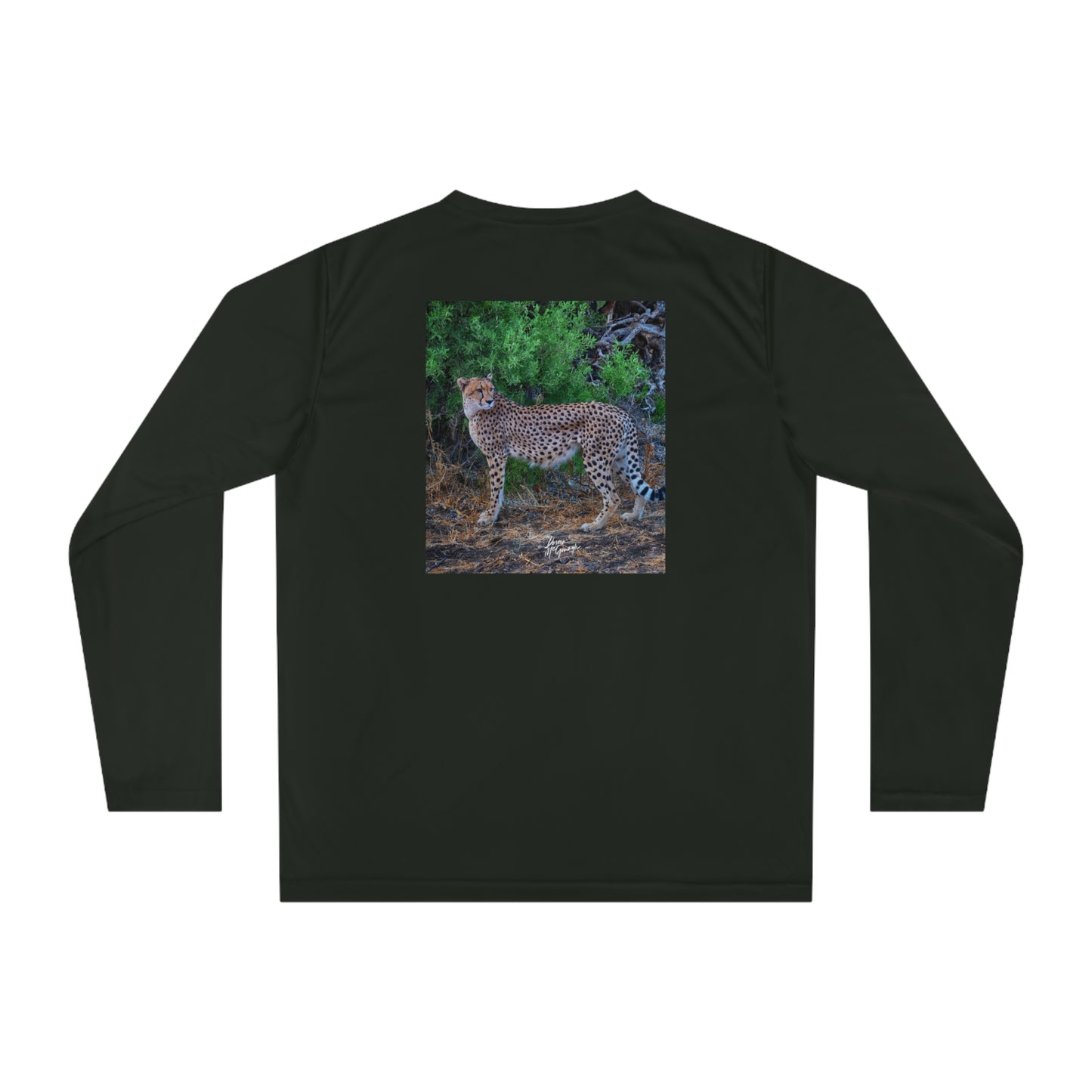 Unisex Long Sleeve Performance Tee - "Cheetah Stand" by Enjoy Nature