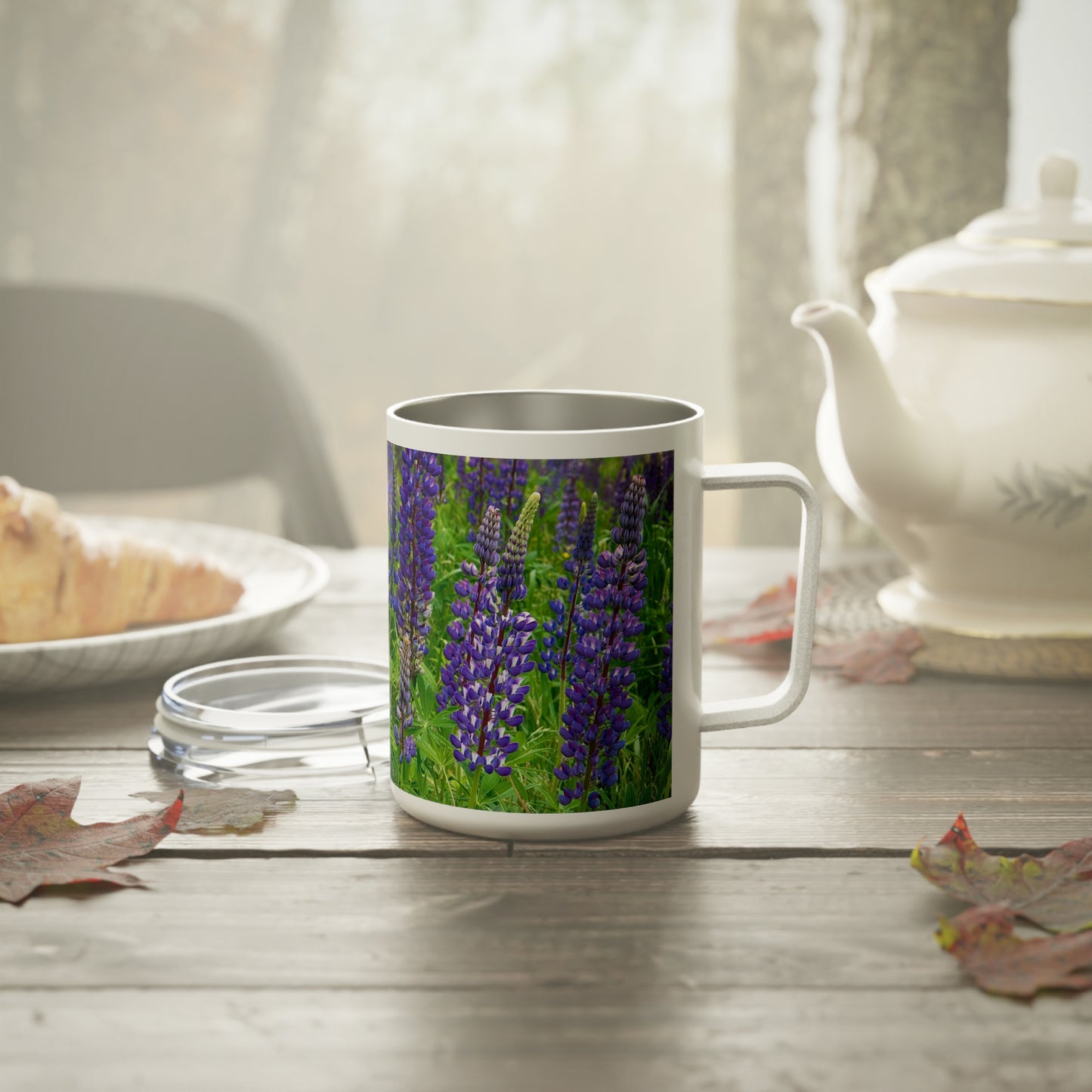 Eco friendly, Maine Wild Lupine, 10 oz  Insulated Travel Mug, 10oz