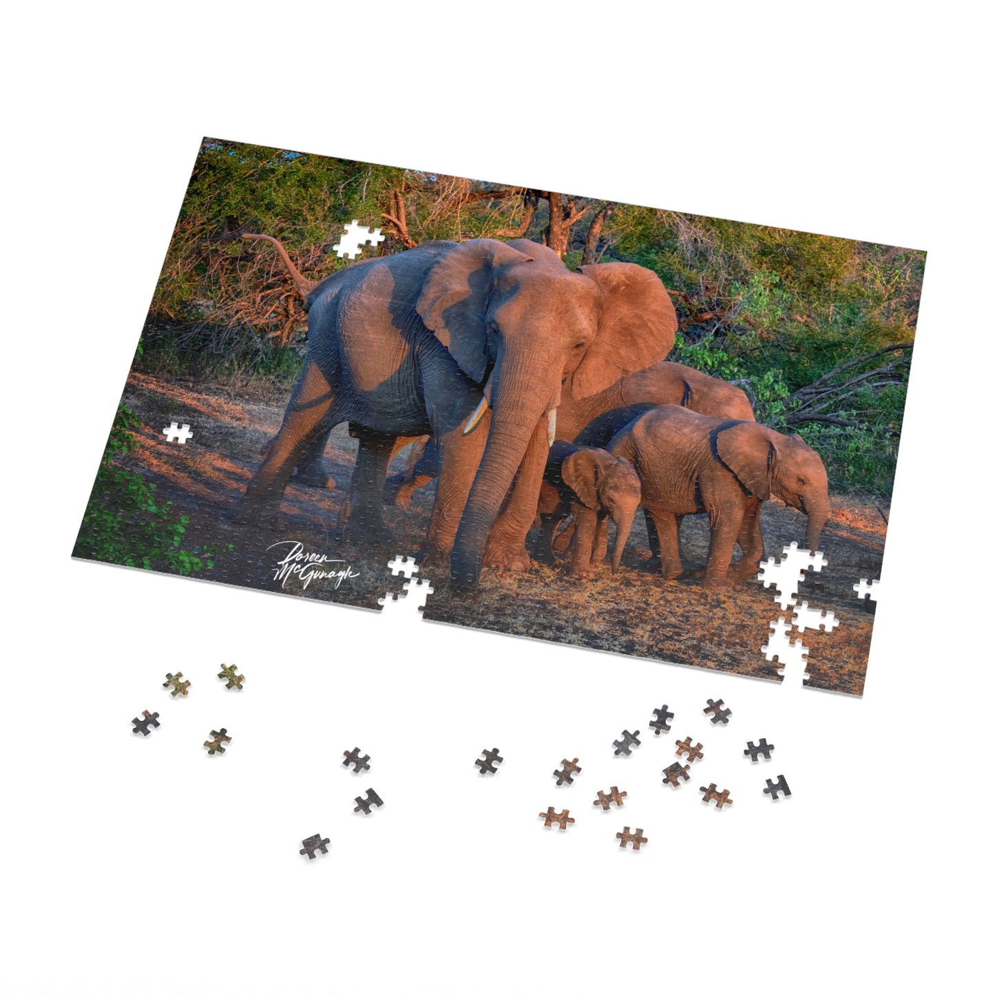 Elephant Family on Savanna Jigsaw Puzzle by Enjoy Nature