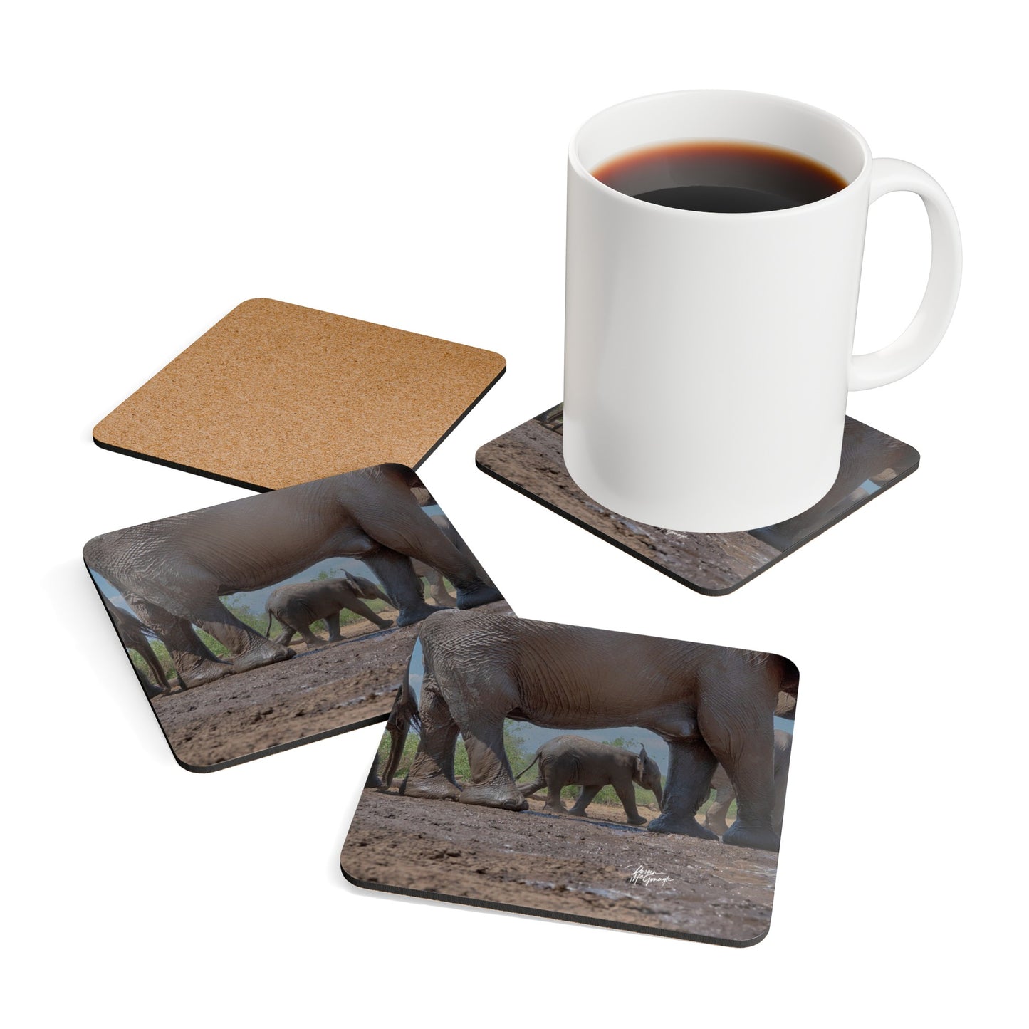 Elephant Baby Corkwood Coaster Set (Box of 4)