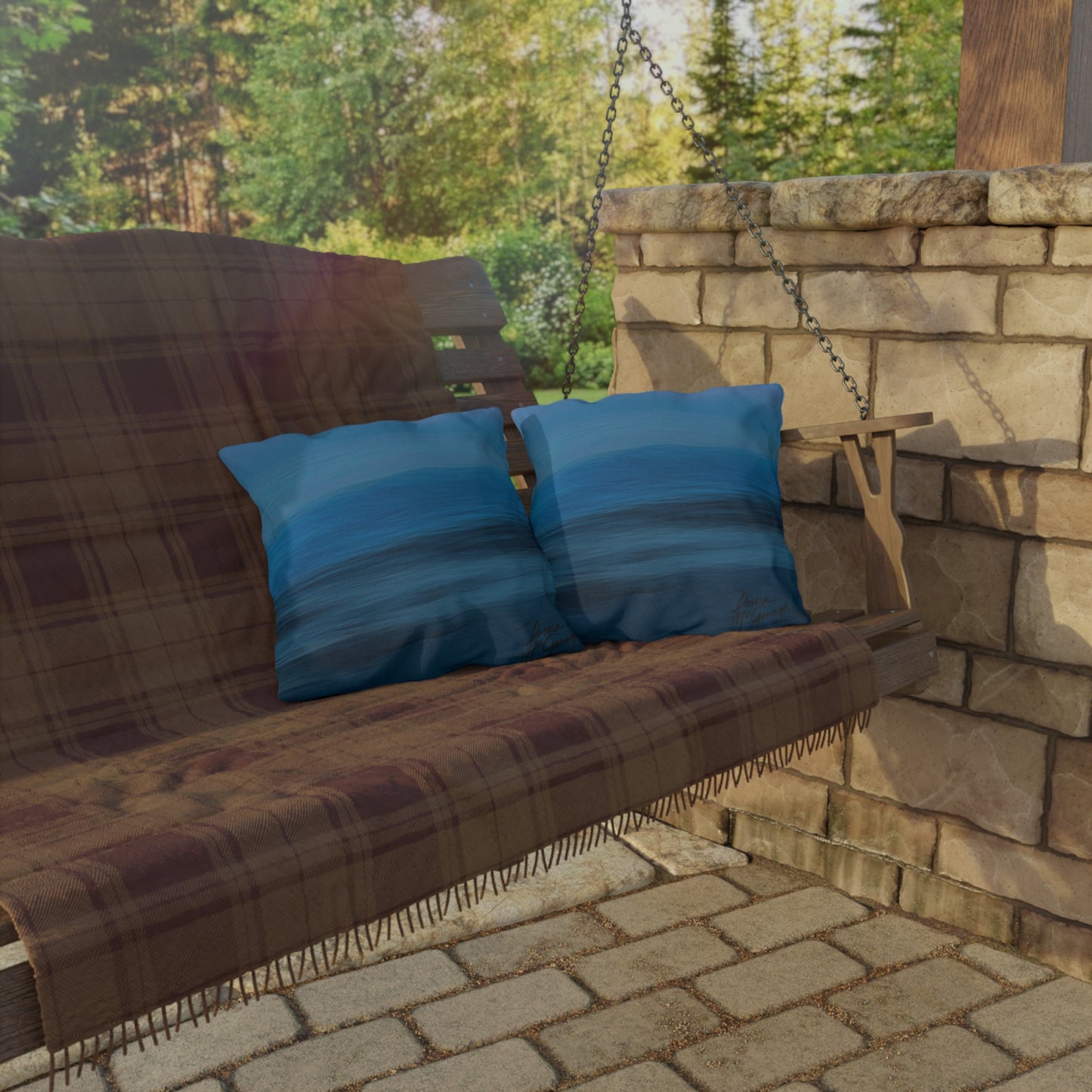 Artistic Outdoor Accent Pillows Blue Dawn