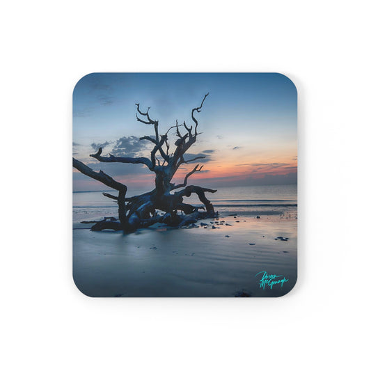 Sunrise on Jekyll Island Corkwood Coaster Set