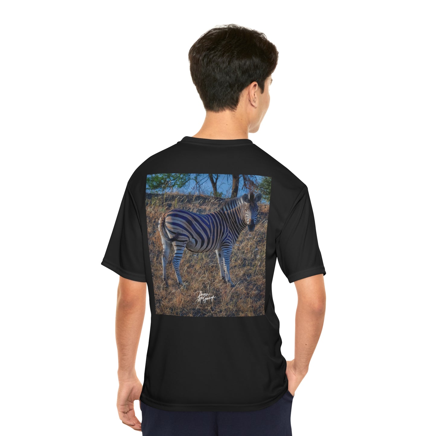 Men's Performance T-Shirt with Fine Art Image of Baby Zebra by Enjoy Nature