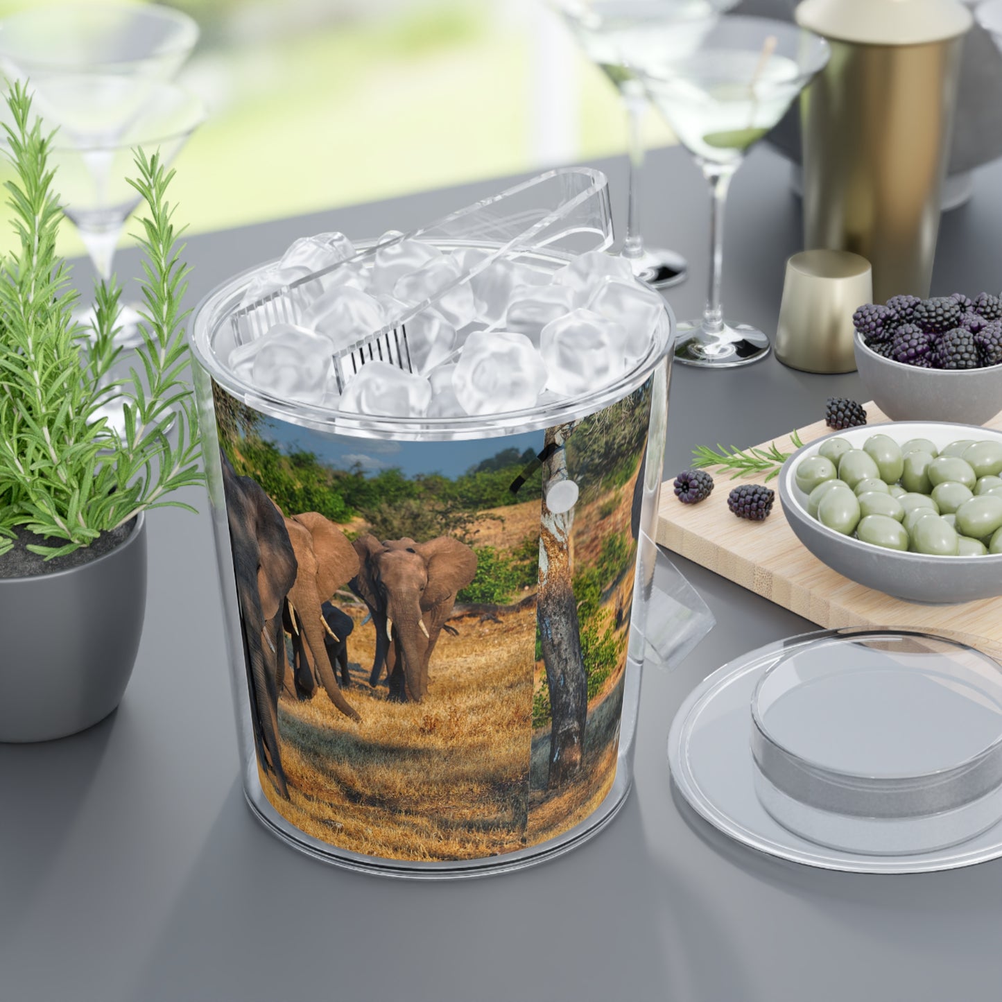 Enjoy Nature Herd of Elephants Walking Insulated Ice Bucket