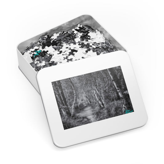 Cool puzzle, landscape puzzle, nature puzzle, picture puzzles, photo puzzle, Maine Silver Birch Forest Path