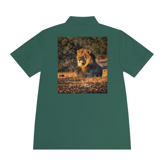 Men's Performance Polo Shirt - Lion King of the Jungle by Enjoy Nature