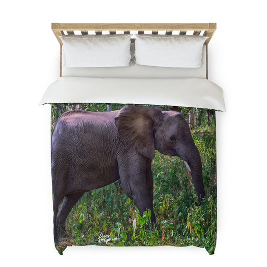 Enjoy Nature Elephant Baby in Forest Duvet Cover