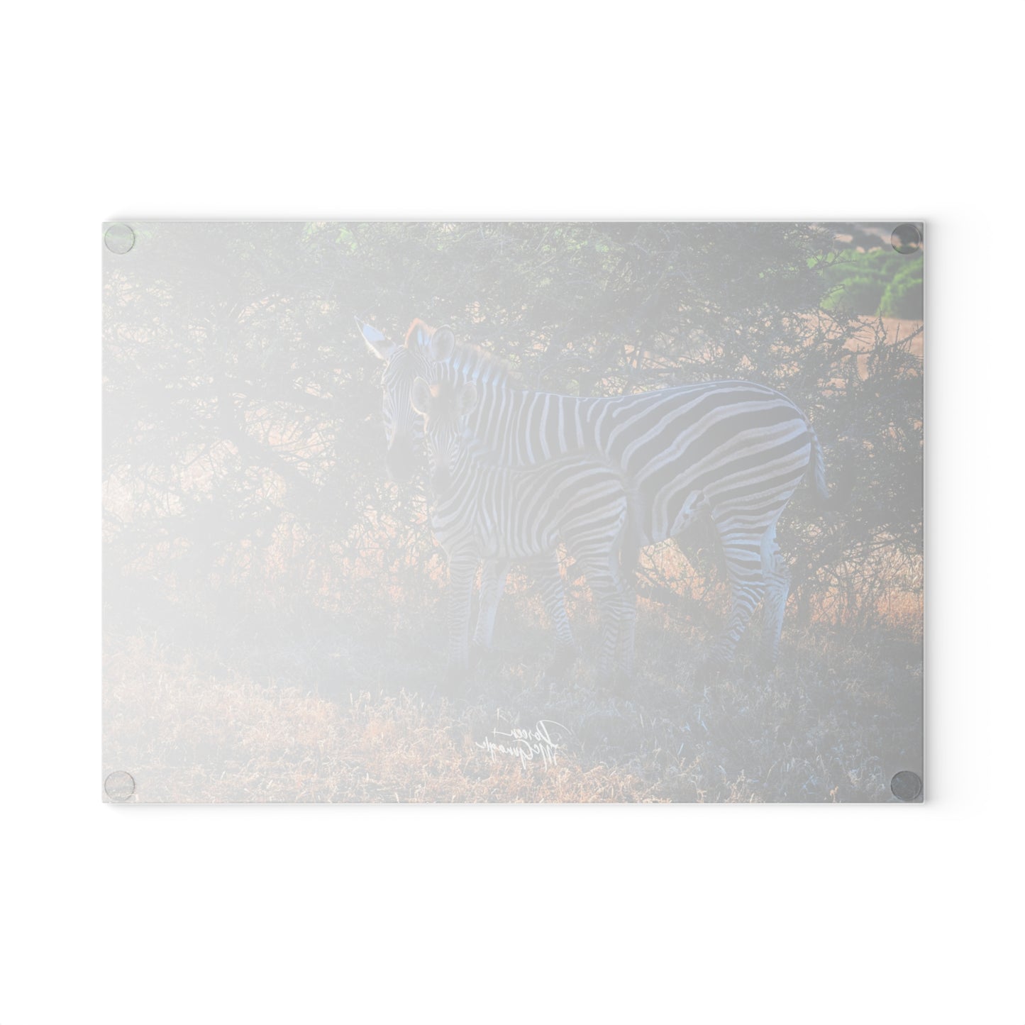 Enjoy Nature Glass Charcuterie Cutting Board with Zebra Stripes Design