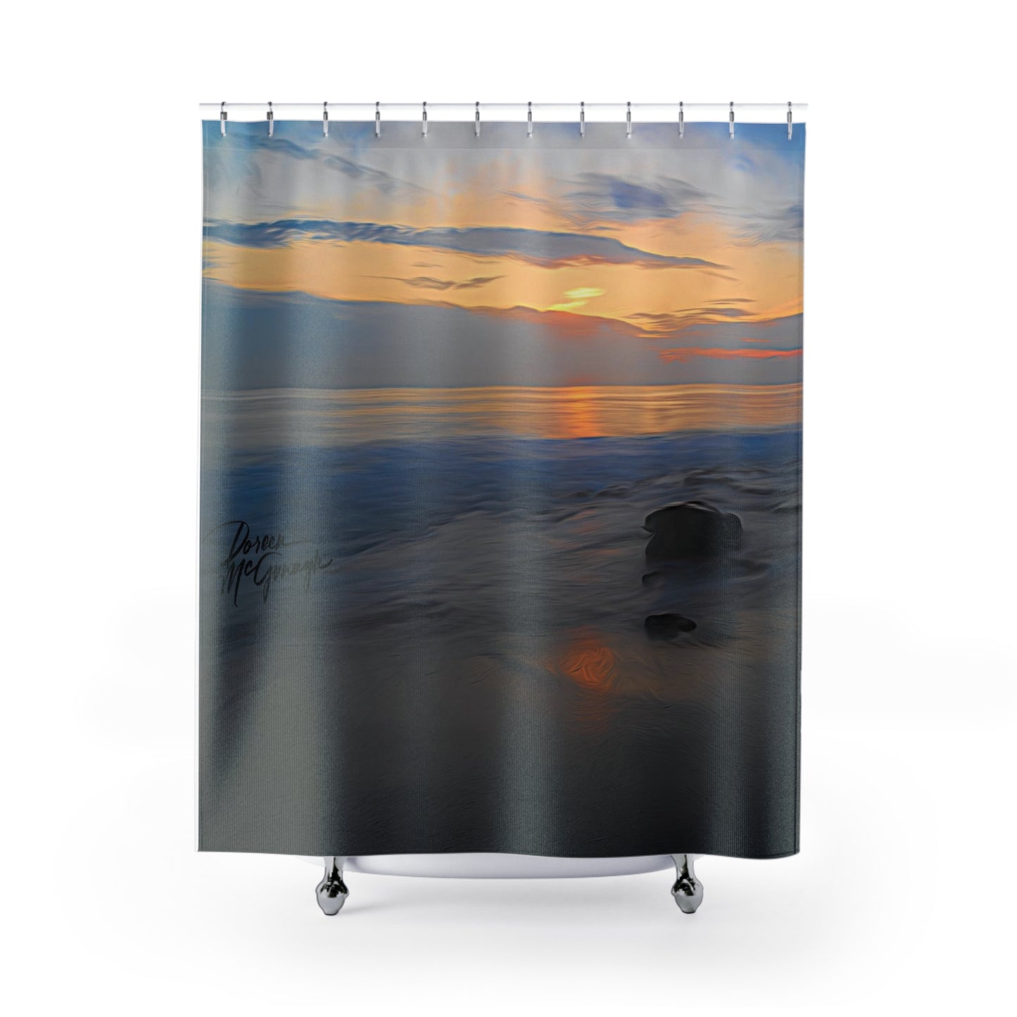 Earthy Shower Curtain, Oceanic Dawn, Nature Inspired