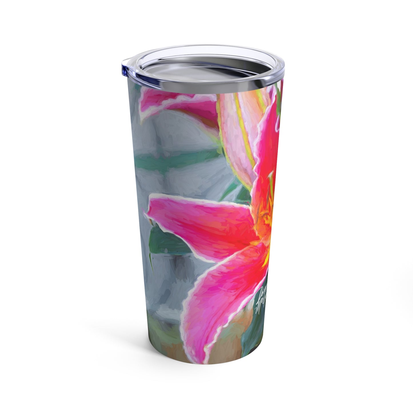 Enjoy Nature Pink Lily 20 oz Travel Tumbler