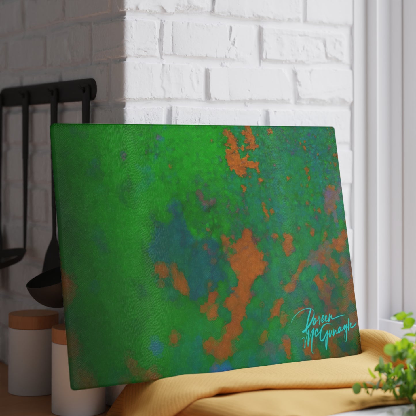 Artistic Imagination Abstract Glass Cutting Board with Nature-Inspired Design