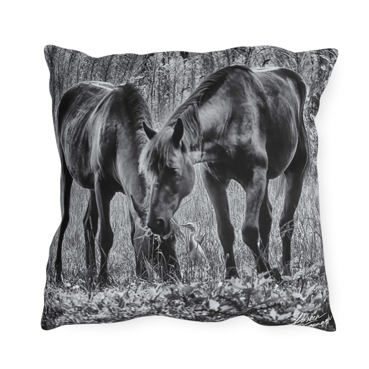 cool throw pillows| comfy throw pillows| luxury throw pillows| trendy throw pillows| animal throw pillows | Pair Wild Horses Outdoor Pillows