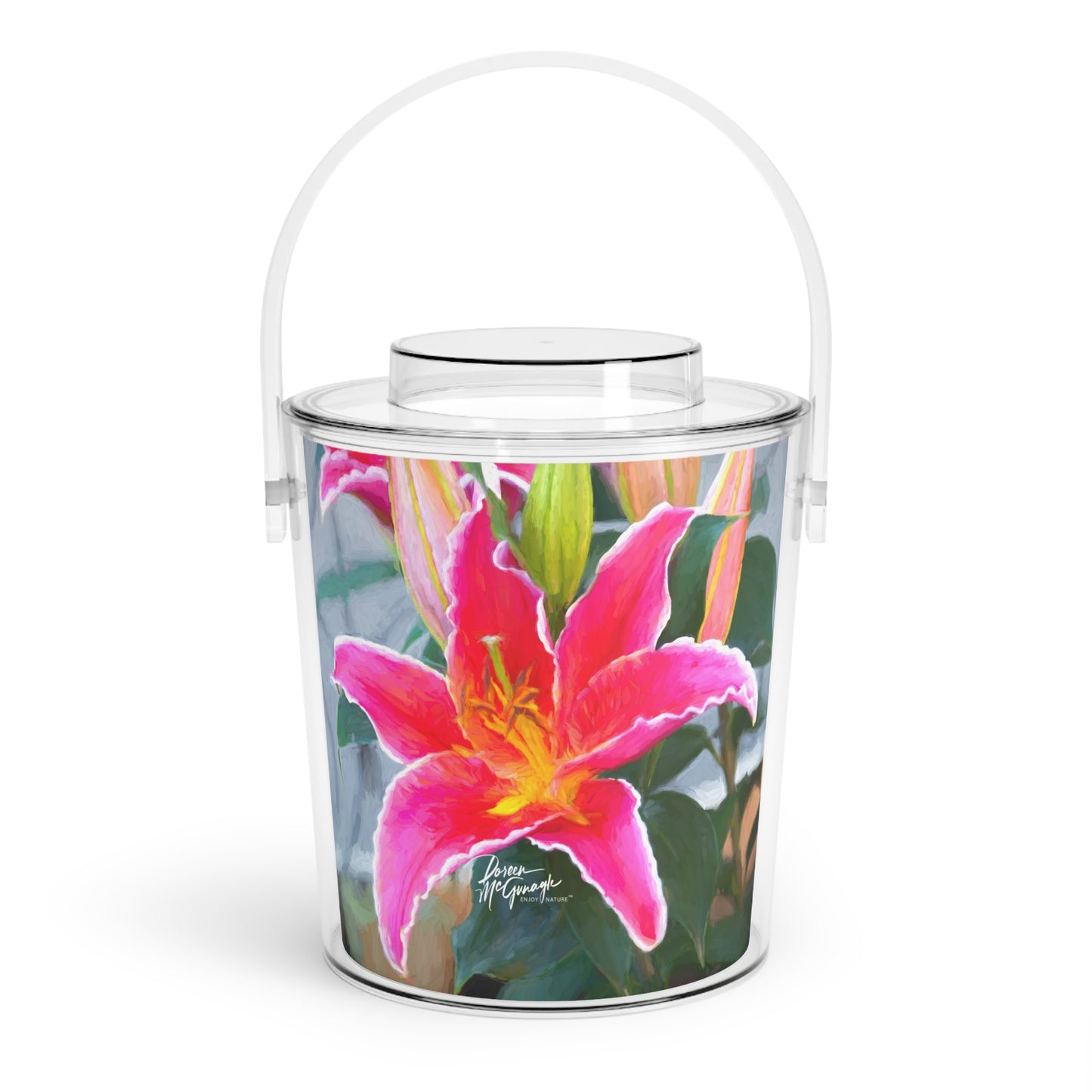 Enjoy Nature Pink Lily Insulated Ice Bucket