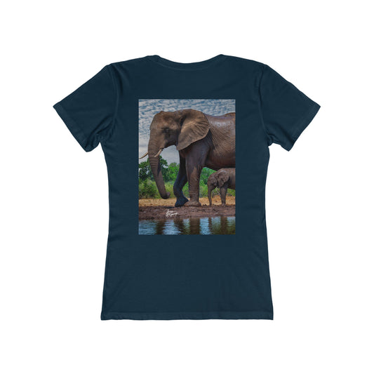 Elephant Baby with Mom Fitted Boyfriend Tee for Women by Enjoy Nature