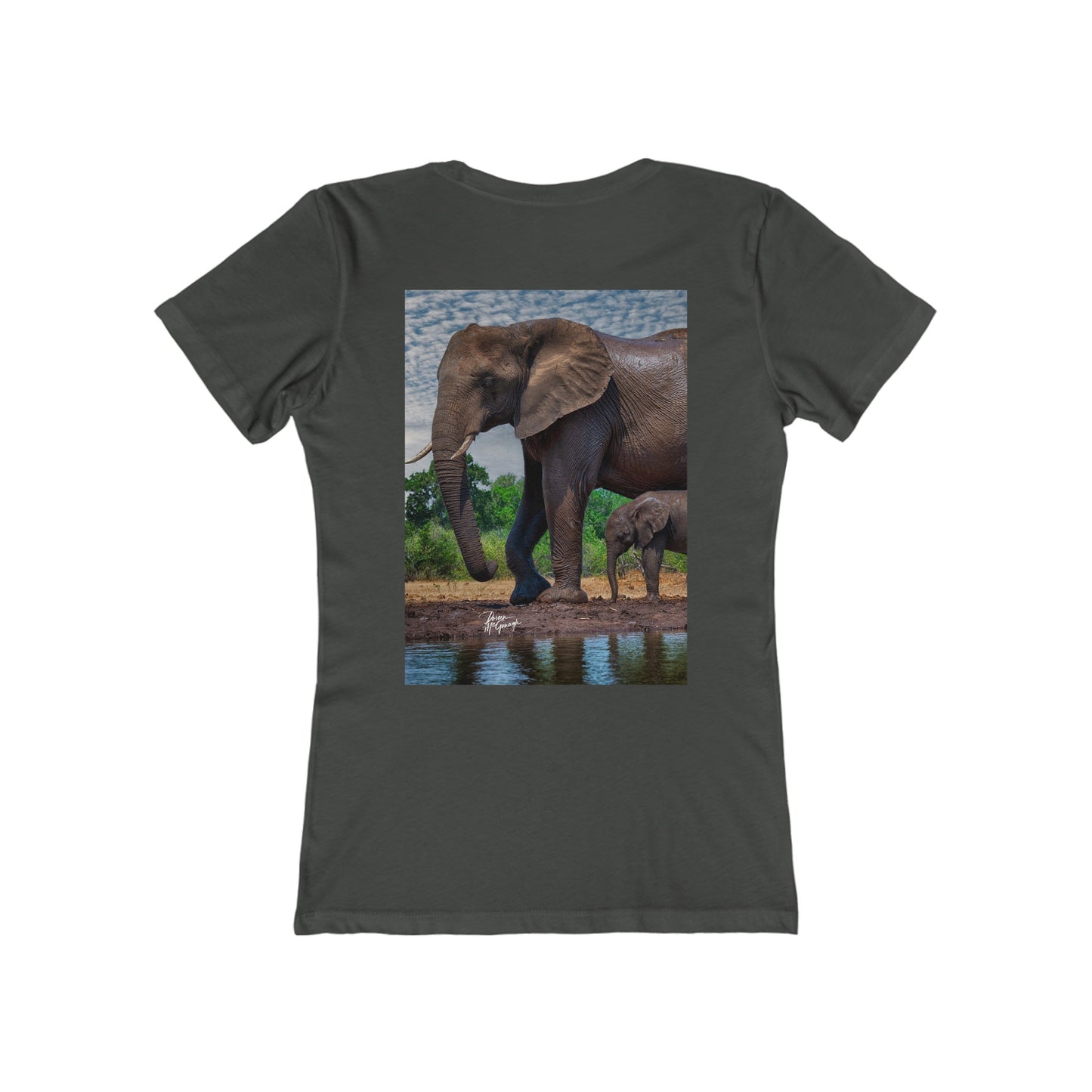 Elephant Baby with Mom Fitted Boyfriend Tee for Women by Enjoy Nature